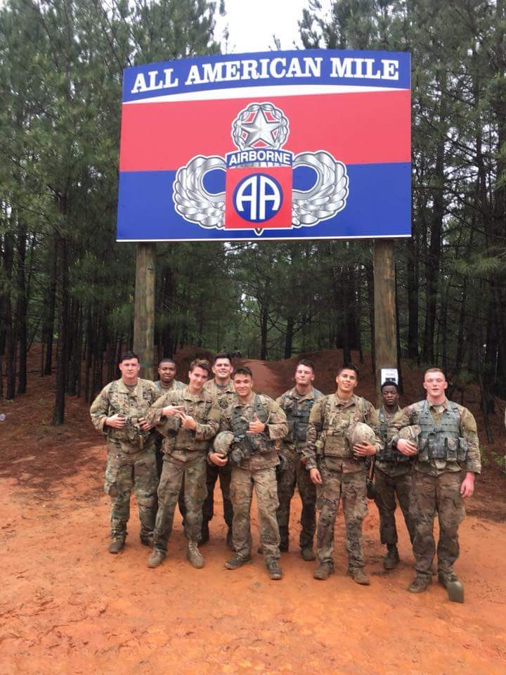 Sam Kensinger with his 82nd Airborne squad at the All American Mile